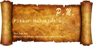 Pikker Malakiás névjegykártya